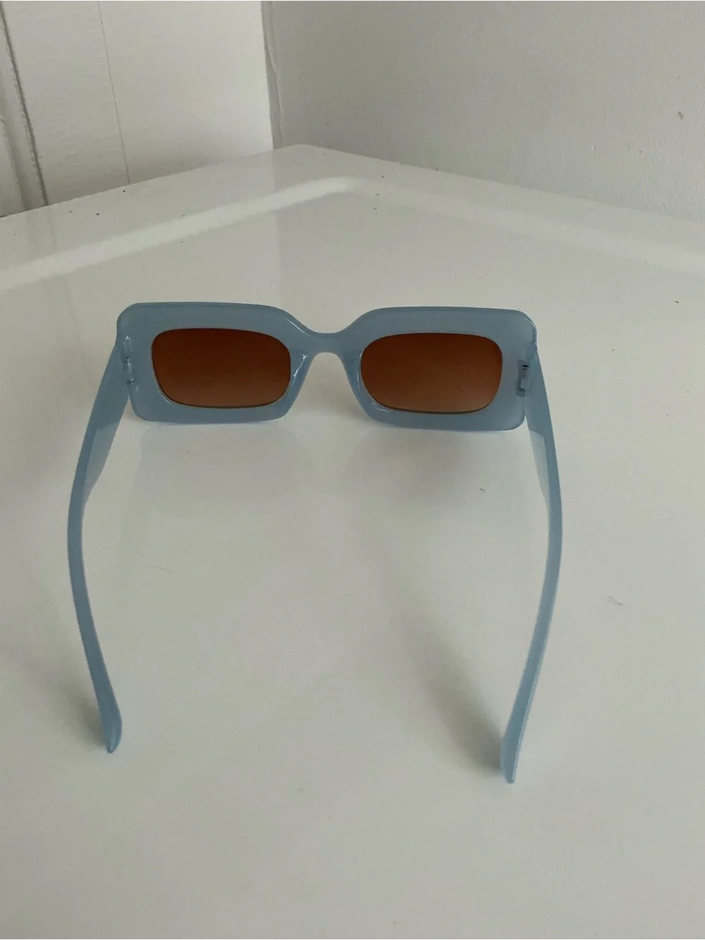 Light Blue Rectangular Women's Sunglasses - Brand Unspecified